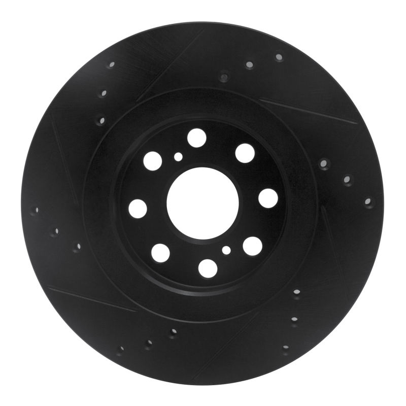 Toyota MR2 Spyder Brake Rotor (1) - Rear Right - R1 Concepts - Drilled & Slotted - Black - `00-`05